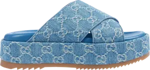 Кроссовки Gucci Wmns GG Platform Slide Sandal 'Light Blue Denim', синий