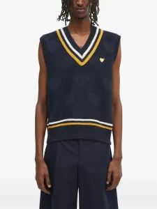 Жилет-свитер с V-образным вырезом и узором в виде сердца Human Made, синий