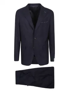 Фактурный костюм с однобортным пиджаком Eleventy, синий