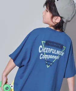 Футболка с коротким рукавом и крупным силуэтным принтом "Дьявольская лаборатория" из 100% хлопка Devirock, цвет 019-Back Logo-Classic Blue