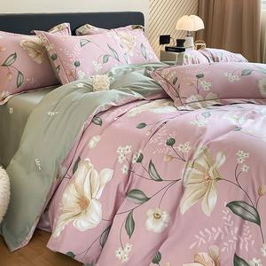 LUOLAI HOME Комплект постельного белья 4 предмета, простыня 180х200 см, цвет розовый