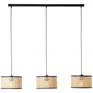 Подвесной светильник Wiley E27 1 шт. Люстра 3 плафона черный/под дерево Brilliant, Schwarz/holzfarbend