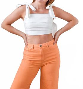 Льняной топ с завязками на плечах в белом цвете Idem Ditto