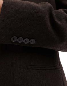 Темно-коричневый узкий пиджак из смесовой шерсти ASOS Wedding из плетеной ткани