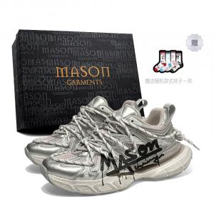 Повседневные массивные кроссовки Unisex Anti-Slip с противоскользящей подошвой и устойчивостью к износу, высота увеличенная, низкие, эксклюзивная коробка Masongarments, Galaxy Gray (Граффити)