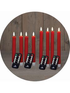 Novaliv Набор светодиодных конусных свечей с таймером, маленькие и большие, красные, 8 штук, для использования в помещении - 6 штук красного цвета