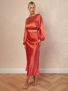 Сатиновая миди-юбка на подкладке Chi Chi London, Red