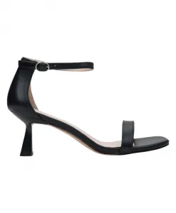 Черные кожаные сандалии на удобном каблуке-стойке Estro, черный
