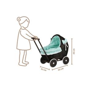 КОЛЯСКА ДЛЯ ПЛЕТЕНОЙ КУКЛЫ LILI С мятной отделкой 55X30 H45 CM WickerPL