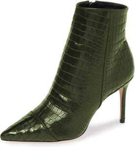 Женские ботильоны FSJ из кожи с ящерицей, острый носок, тонкий высокий каблук, зимние праздничные туфли, размер 4-15 США, Green