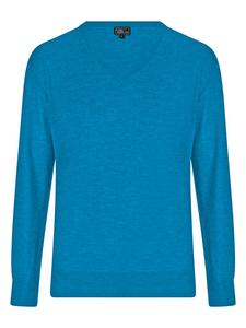 Свитер с V-образным вырезом в цвете Миконос синий CASH-MERE.CH