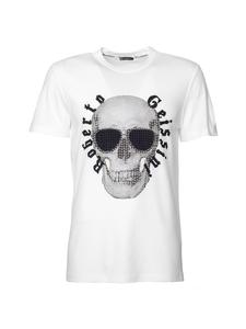 Футболка с вышитым черепом, белая, черная Roberto Geissini