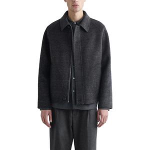 COS Мужская куртка, серые/в клетку, с заостренным воротником, средней толщины, другие цвета