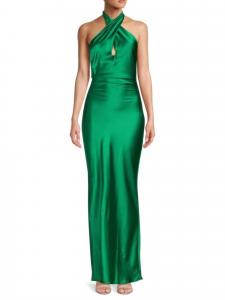 Темно-зеленое шелковое макси-платье Amanda Uprichard
