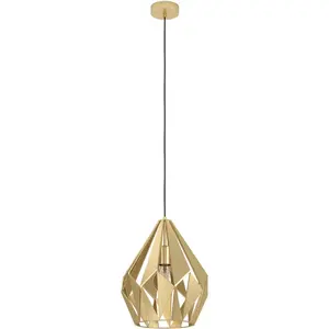 Подвесной светильник CARLTON, сталь, E27, подвесной светильник, винтаж, светильник для столовой E27 1 шт. Винтажный подвесной светильник, светильник для столовой из металла золотого цвета, E27, Ø 31 см Eglo, золотой