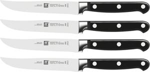 Набор профессиональных ножей для стейка Zwilling Professional S, 4 предмета, длина лезвия 12 см, рукоятка из нержавеющей стали/пластика с заклепками, черный [Сделано в Германии]