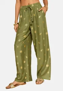 Пляжный аксессуар с широкими штанинами и стандартным кроем. Love & Roses, Khaki Green Foil Print