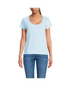 Женская футболка с коротким рукавом и круглым вырезом из хлопка Supima Lands' End, Bermuda blue micro stripe