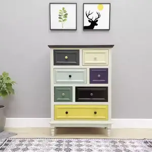 Yu Senyi Комод для гостиной из массива дерева в скандинавском стиле, 5 ящиков, зеленый, готов к использованию