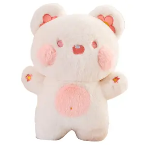 Мягкая и милая плюшевая кукла с цветочным медвежонком высота 38 см MENGGEGE, белый