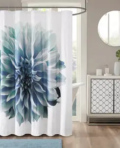 Занавеска для душа из хлопкового перкаля Norah, 72 x 72 дюйма Madison Park, aqua