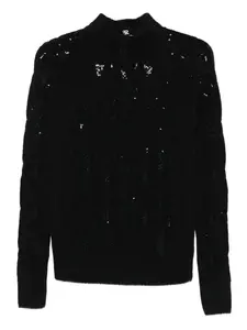 Джемпер фактурной вязки с пайетками Ermanno Scervino, черный