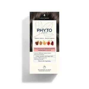 Phyto Phytocolor 4 Коричневое перманентное окрашивание без аммиака 100% покрытие седых волос