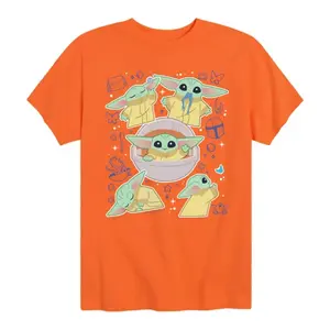 Футболка с наклейками «Мандалорец» для мальчиков 8–20 лет Star Wars, оранжевый