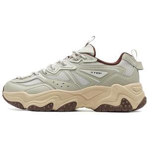 XTEP Женские повседневные туфли Volcano 2.0, устойчивые к истиранию и отводящие влагу, с низким верхом, цвета соснового яблока, белого, песочно-серого цветов