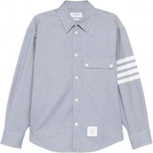 Фланелевая рубашка с четырьмя полосами Thom Browne, серый