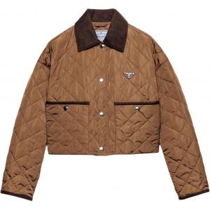 Куртка с вельветовым стёганым воротником PRADA, бежевый