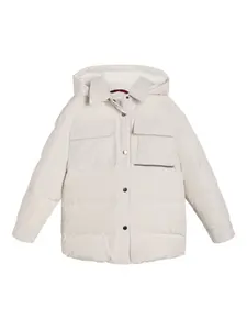 Стеганая куртка с капюшоном Brunello Cucinelli Kids, нейтральный
