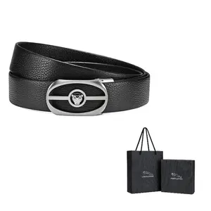 JAGUAR Мужской ремень из натуральной кожи черный шириной 3.4 см, Black