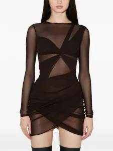 Сетчатое платье мини с драпировкой MISBHV, черный