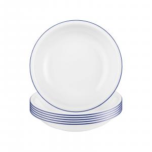 Суповые тарелки, компактные, с синим ободком, бело-синие, диаметр 20,2 см, набор из 6 штук Seltmann Weiden, белый/синий