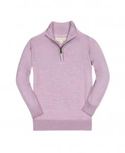 Детский пуловер из органического хлопка с длинными рукавами и застежкой-молнией до середины груди Hope & Henry, Lavender marl
