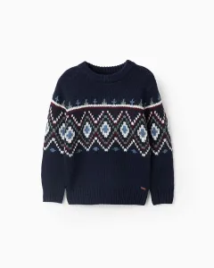 Детский вязаный джемпер с жаккардовым узором Zippy, темно-синий
