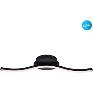 Потолочный светильник näve LED Onda LED-модуль 1 шт. Теплый белый свет Потолочная и настенная лампа теплого белого, Д: 45 см, 6 Вт, черный матовый, IP20 Näve, Schwarz-matt