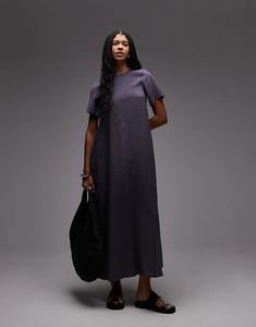 Платье-футболка-трапеция из модала ASOS DESIGN серого цвета