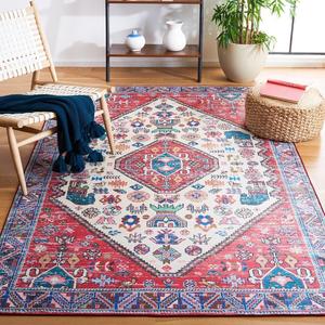 Ковер SAFAVIEH, 153 x 244 см, моющийся коллекция Tucson, бежевый и rust, противоскользящий, идеален для помещений с высокой проходимостью: гостиная, спальня, домашний офис, столовая (TSN194B-5)