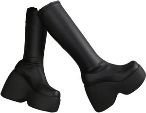 Милые эмоботинки для женщин с платформой, массивные готические рейв-панковые ботильоны на танкетке с высокими каблуками, с круглым носком, нескользящие, мода Y2K, уличный стиль, для вечеринок, весна-лето-осень, улица LokoLucx, Knee High