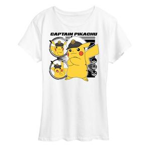 Женская футболка с принтом «Покемон: Капитан Пикачу» Licensed Character, белый