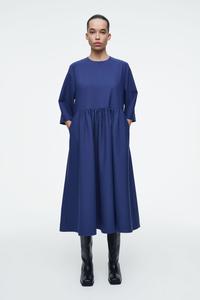 Платье из смесовой шерсти с собранной тканью COS, синий