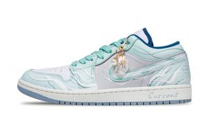 Jordan Винтажные баскетбольные кроссовки Air 1 Low Top унисекс бело-голубые, цвет White Cyan