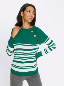 Свитер с длинными рукавами в зелено-белую полоску Sieh an!