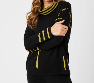 Свитер свободного кроя с воротником-хомут, черный/горчичный Angel Apparel