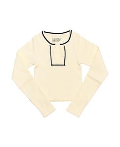 Малибу Сахар Длинный Рукав Ребристый Бесшовный Топ с Контрастной Строчкой - Для Подростков Malibu Sugar, мультиколор