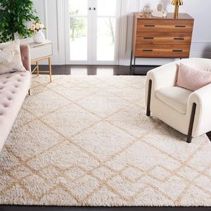 Ковер SAFAVIEH, 244 x 305 см, - коллекция Berber Shag - большой - Ivory & Beige, марокканский дизайн, не линяет и легко чистится, плюшевый густой ворс, идеально для гостиной, спальни, столовой (BER574A)