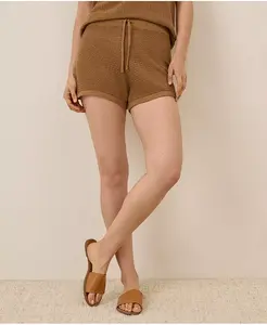 Женские пляжные льняные шорты крючком Pact, коричневый