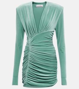 Мини-платье из бархата с рюшами Alexandre Vauthier, Peridot